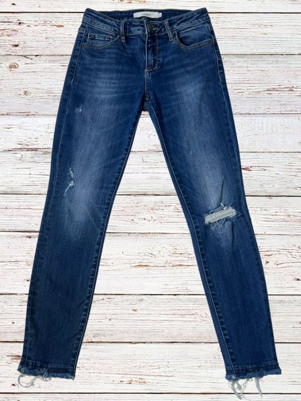 Hidden Jeans Distressed Skinny Jeans Raw Frayed Hem Medium Wash Size 26